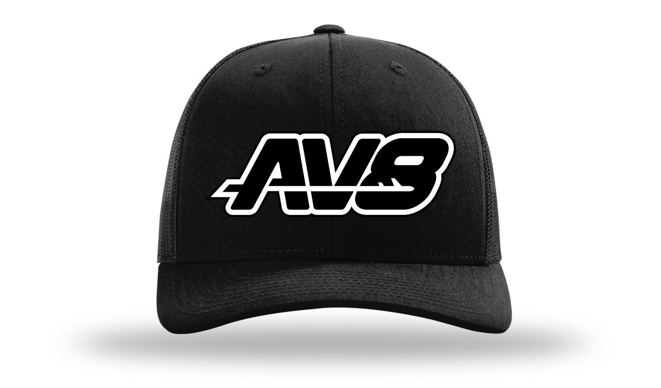 AV8 Black Logo Trucker Hat